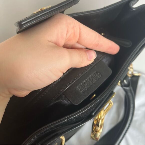 MICHAEL KORS Chevron Stripe Snakeskin Hamilton Satchel Tote Jet Set Raven Fulton - Picture 9 of 11